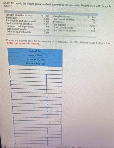 Solved Adidas Ag Reports The Following Balance Sheet