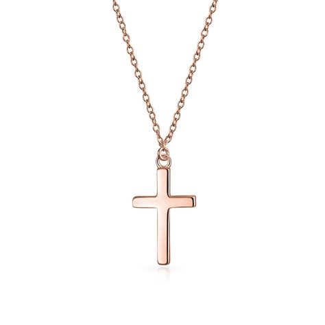 Delicate Small Latin Cross Pendant Necklace For Women Flat Polished