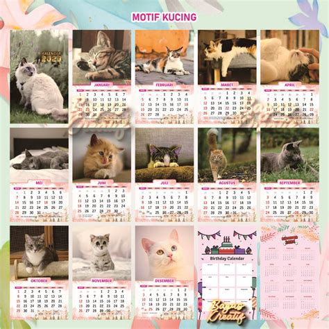 Jual Kalender Mini Desain Cantik Imut Kalender Meja Kalender