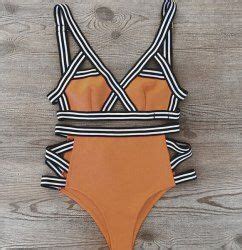 46 OFF Cut Out Strappy High Waist Thong Bikini Rosegal