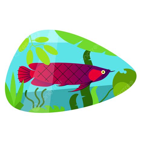 Exotic Arowana Fish Cartoon Decorative Illustration Exotic Plant