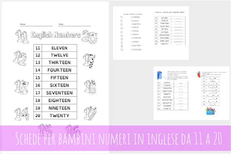 Schede Per Bambini Numeri In Inglese Da 11 A 20 Mammarum