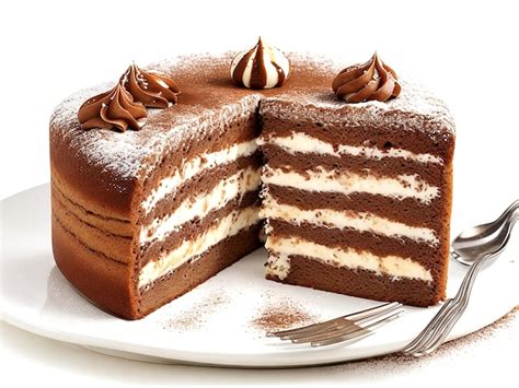 Premium Ai Image Classic Italian Tiramisu Cake Isolated On A