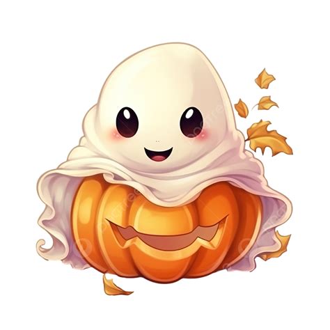 Cartoon Cute Pumpkin With Ghost Garland Cute Cozy Halloween