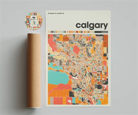 Calgary Colorful Map, City of Calgary Map, Calgary Minimalist Map ...