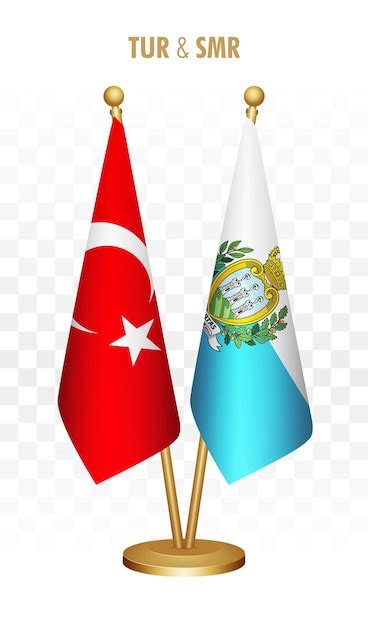 Premium Vector | Turkey and san marino standing flags isolated on white ...