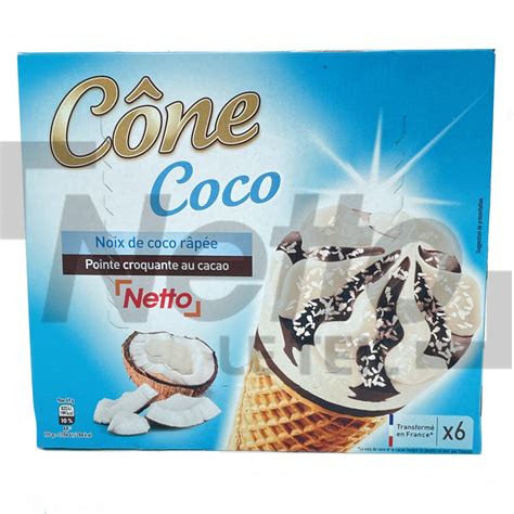 Cônes Coco et noix de coco râpée x6 414g NETTO NETTO 3250392486655