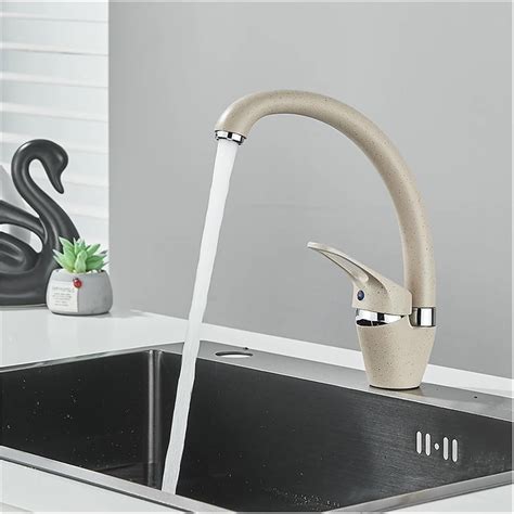 Kitchen Sink Hollow Handle Curved Spout Swivel Deck Mounted Single Hole Hot And Cold Water Mixer