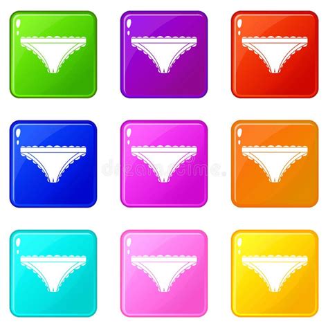 Panties With Frill Icons 9 Set Stock Vector Illustration Of Figure