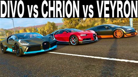 Bugatti Veyron Vs Chiron Vs Divo Drag Race Tournament Youtube