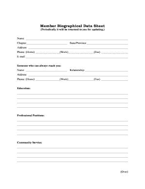 Fillable Online Deltakappagamma Member Biographical Data Sheet Delta