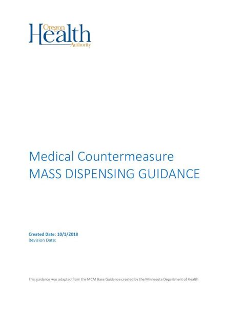 PDF Medical Countermeasure MASS DISPENSING GUIDANCE Tribes And