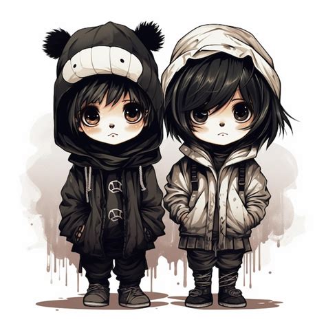 Premium Photo | Anime boy and girl in winter clothes standing next to ...