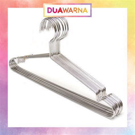 Jual DuaWarna Hanger Kawat Stainless Gantungan Baju 1 Pack Stainless