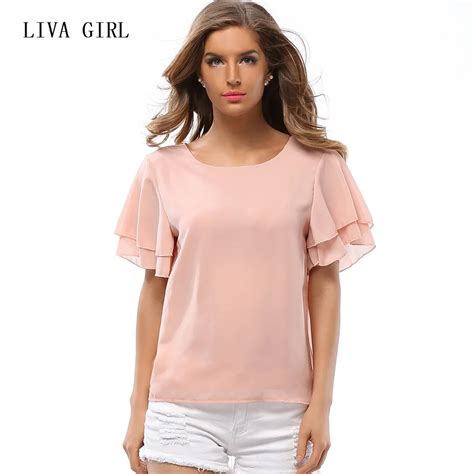 2017 Summer Chiffon Shirts Women Fashion Ruffle Chiffon Blouse Solid Color Sexy Backless Shirt