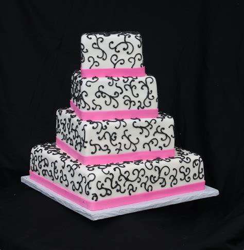 Hot Pink & Black Wedding Cake