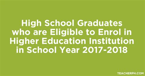 High School Graduates who are Eligible to Enrol in Higher Education