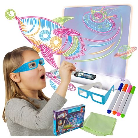 MAGICZNA TABLICA 3D LED podświetlana DO RYSOWANIA OKULARY PISAKI