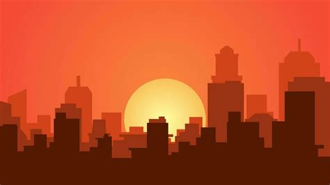 City Landscape Vector Illustration Urban Silhouette Of Skyline Building In Sunset Cityscape