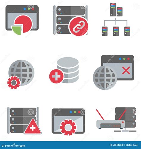 Servidor De Base De Datos Y Sistema Del Icono Del Establecimiento De