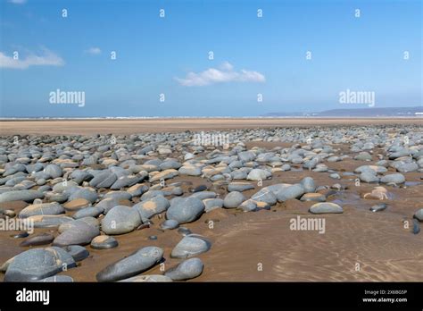 Late Summer Pebble And Beach View Looking Across Northam Beach And Taw