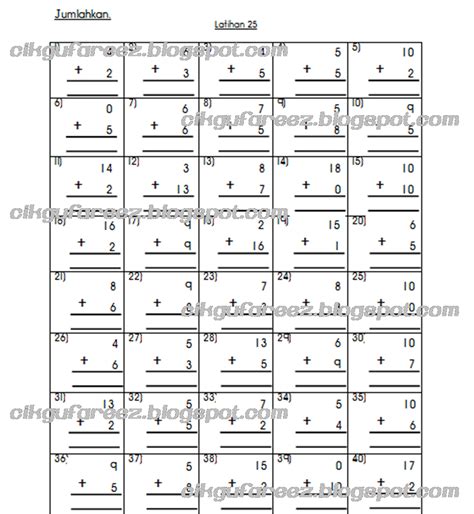 Prasekolah Operasi Tambah Latihan Matematik Prasekolah Tahun Pdf