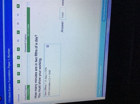 How many minutes are in two fifths of a day. You must show your working