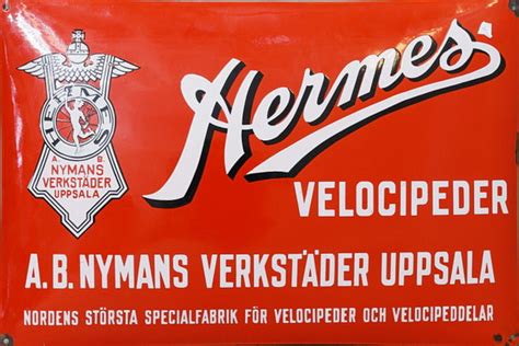 Emaljskylt Hermes Velocipeder A B Nymans Verkst Der Uppsala