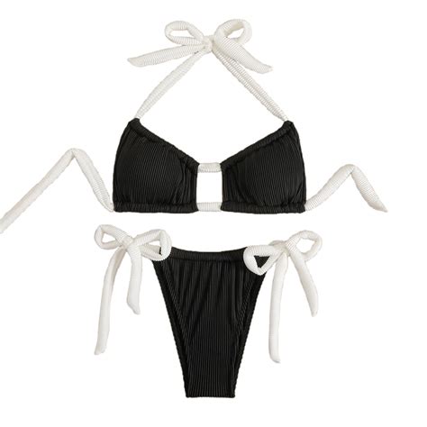 WELOIJEVBE G String Bikini Sets For Women Sexy Brazilian Tie Side Thong Bikini Bottoms Tie