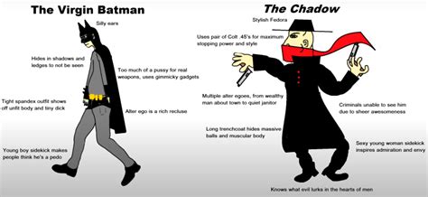 The Virgin Batman vs. The Chad Shadow | Man about town, Spandex outfits ...