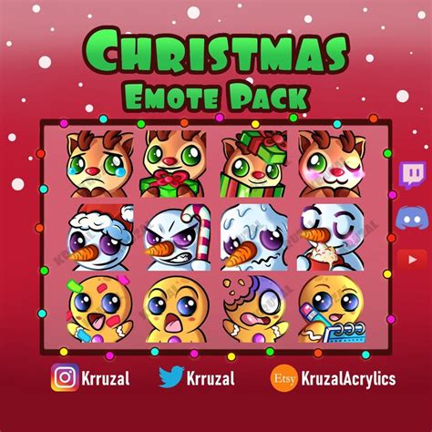 Emote Pack Christmas X12 Twitch Emote Xmas Discord Etsy