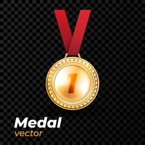 M Daille De M Tal Du Prix Du Gagnant Du Champion Vecteur Premium