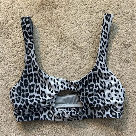 Grey Leopard Print Bikini Top Best Fits Size Depop