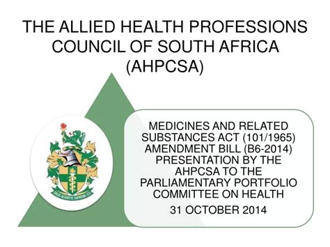 PPT THE ALLIED HEALTH PROFESSIONS COUNCIL OF SOUTH AFRICA AHPCSA