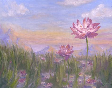 Pink Lotus Oil Painting | Original Impressionism Floral - Andrew Gaia ...