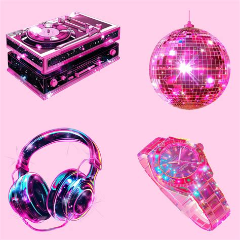 80's Retro Clipart Set 80's Neon Clipart Digital Download Disco Clipart ...