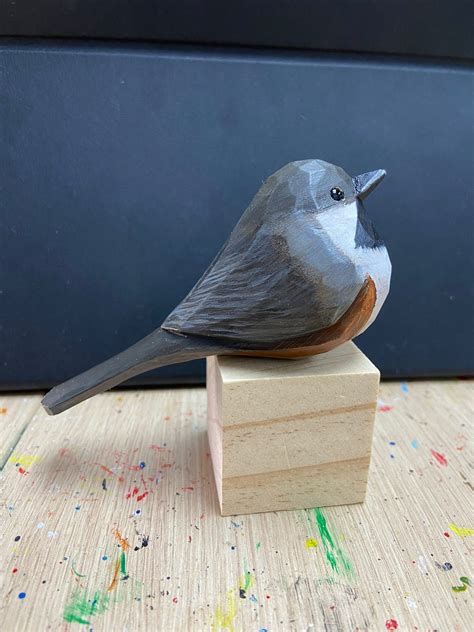 Hand-Painted Boreal Chickadee Wood Bird Figurine – Wooden Islands