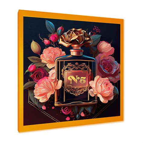 Designart Chic Perfume Bottle With Pink Roses Ii Fashion Framed Art Print Bed Bath And Beyond