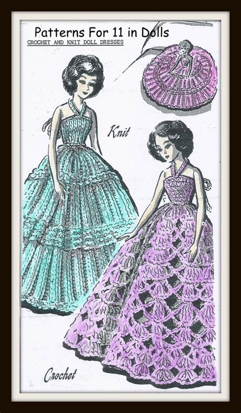 Vintage Crochet And Knit Fashion Doll Dress Patterns For Etsy