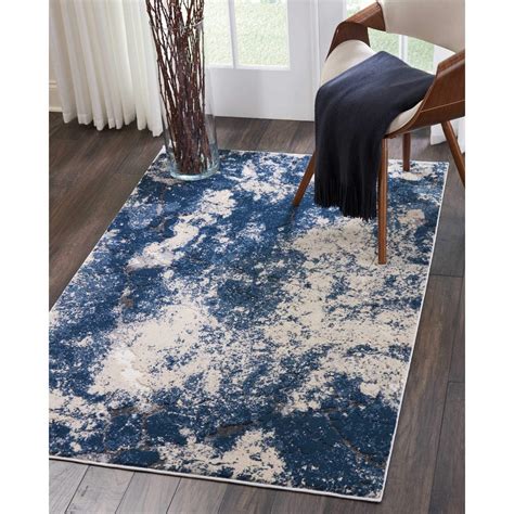 HOMCOM Modern Blue Rug Render Area Rugs Large Carpet For Living Room