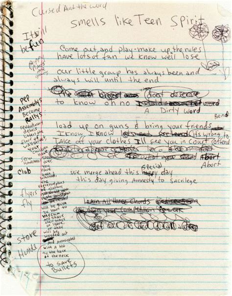 Kurt Cobain S Early Draft Of Smells Like Teen Spirit Via