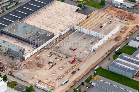 Luftaufnahme Offenbach an der Queich Baustelle für neue Lagerhallen