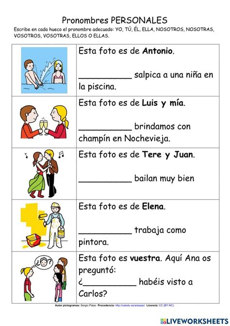 Pronombres Personales Worksheet