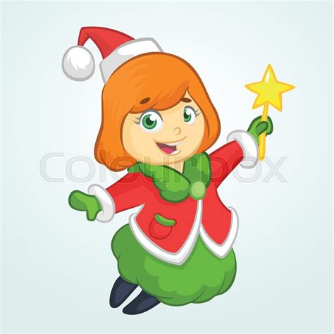 Cute Cartoon Christmas Angel Character Stock Vector Colourbox