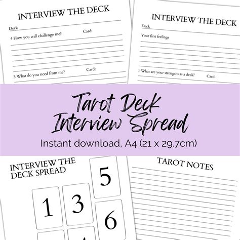 Printable Tarot Deck Interview Spread Great For Journaling Divination