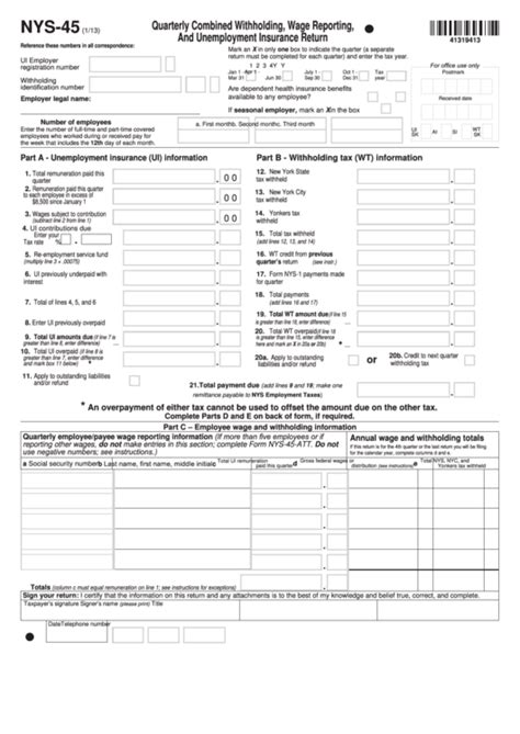 Printable Nys 45 Form Printable Forms Free Online