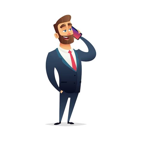 Premium Vector Charming Businessman Talking On Phone Manager Holds