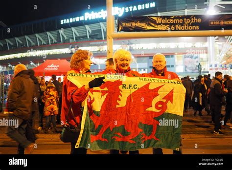 Cardiffwalesuk Welsh Supporters Outside Principality Stadium Before