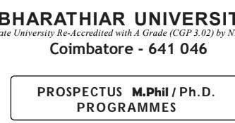 Bharathiar University M Phil Ph D Admissions Notification OCTOBER