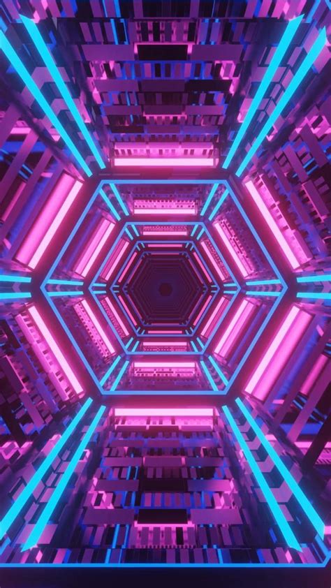 Hour Tv Vj Loop Neon Hexagon Metallic Color Abstract Background